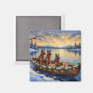 Íman Pastor Belga Tervuren Barco de Natal Feriado