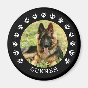 Íman Pata de Cachorro Preta e Branca Imprime Foto de Pe