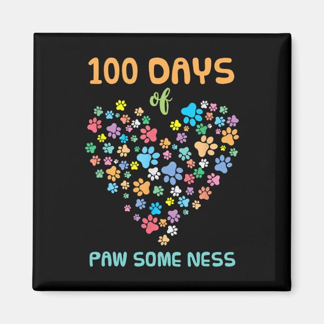 Íman Pata De Cães 100 Dias De Pata Escolar Animal Algum (Frente)
