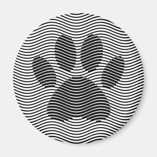 Íman Pata De Cães Impressa Em Ondas Pretas E Brancas (Frente)