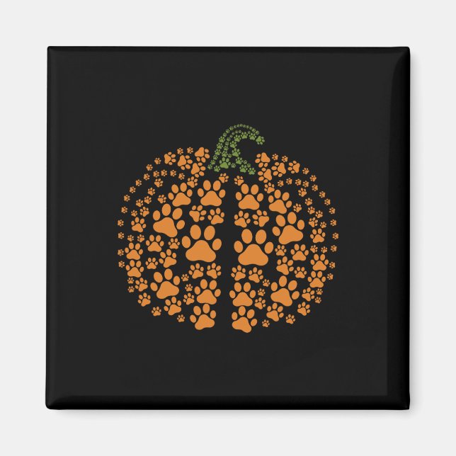 Íman Pata de Cães Imprimir Pumpkin Outono Amante de os  (Frente)