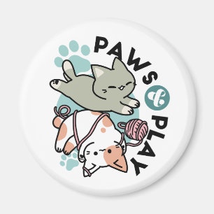 Íman Patas e Brincadeira – Ilustração de Gato Adorável