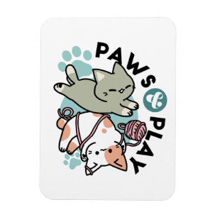 Íman Patas e Diversão – Ilustração Adorável de Gato