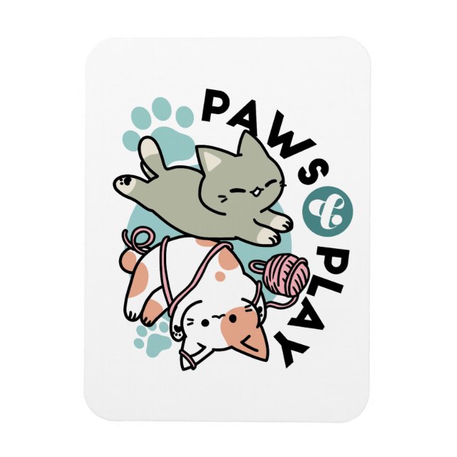 Íman Patas e Diversão – Ilustração Adorável de Gato (Vertical)