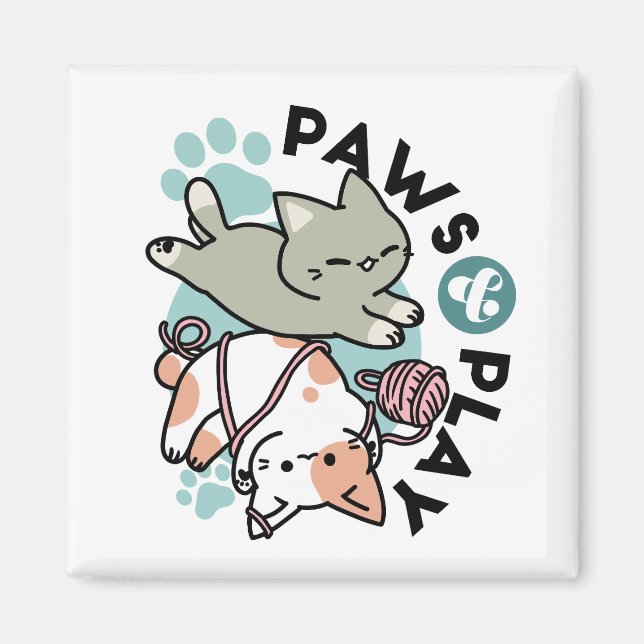 Íman Patas e Diversão – Ilustração de Gato Adorável (Frente)