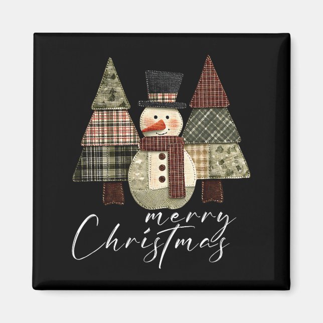 Íman Patchwork Boneco de Neve,patchwork Árvore de Natal (Frente)