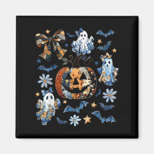 Íman Patchwork Floral de Denim Azul Pumpkin Ghost Coque