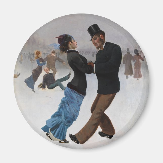 Íman Patinadores Românticos De Gelo Vintage (Frente)