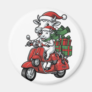 Íman Patinete de Cavalgar Vaca de Natal Engraçado Desig