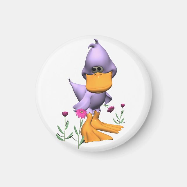 Íman Pato de Cartoon Púrpura e Bonito (Frente)