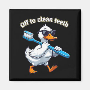 Íman Pato dentista engraçado indo limpar os dentes