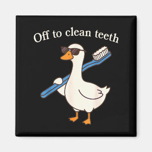 Íman Pato engraçado indo escovar os dentes dentista odo