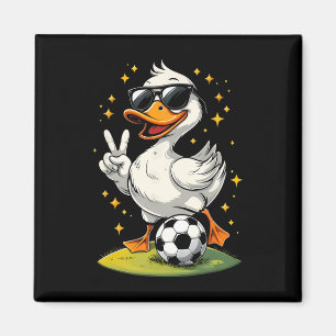 Íman Pato Fofo Com Óculos De Sol Pato Jogando Futebol H
