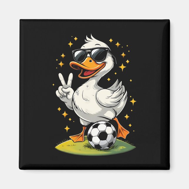 Íman Pato Fofo Com Óculos De Sol Pato Jogando Futebol H (Frente)
