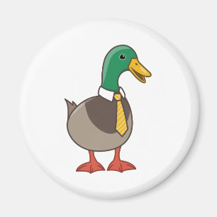 Íman Pato Mallard de Desenho Animado Fofo com Gravata