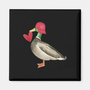 Íman Pato Mallard do Dia dos Namorados Retro Groovy Cor