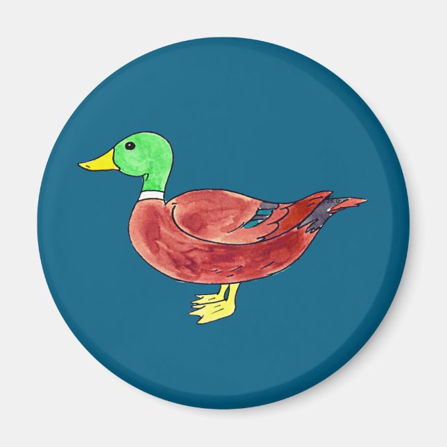 Íman Pato-Marreco com Cabeça Verde em Aquarela (Frente)