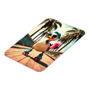 Íman Pato Patinador Divertido Verão Retro