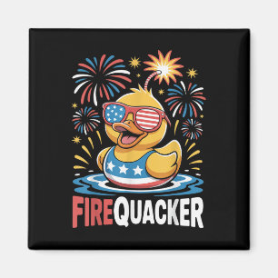 Íman Pato Patriótico do Dia 4 de Julho Engraçado Fogos