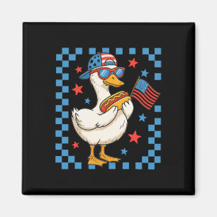 Íman Pato Patriótico Engraçado Bandeira Dos EUA Cachorr