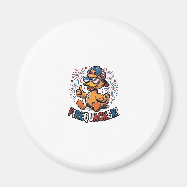 Íman Pato Patriótico Firequacker Design de Camisa Vinta (Frente)