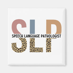 Íman Patologista Leopard Print Tipografia do discurso S
