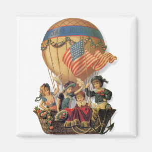 Íman Pátria Vintage, Crianças em um Balão de Ar Quente