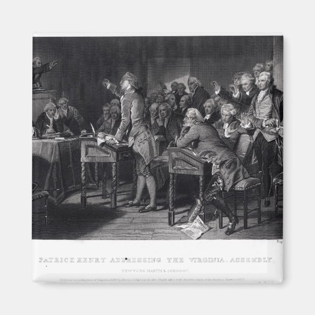 Íman Patrick Henry dirigindo-se à Assembleia da Virgíni (Frente)
