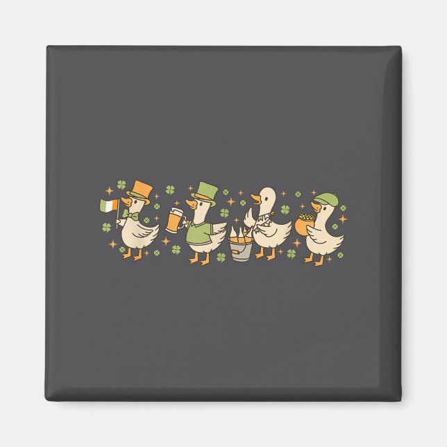 Íman Patricks Day,funny Goose, Shamrock, Beer Gift Tee  (Frente)