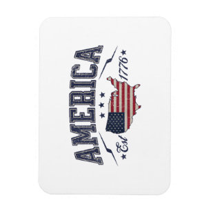 Íman Patriotic American Flag USA Est 1776 4th de julho 