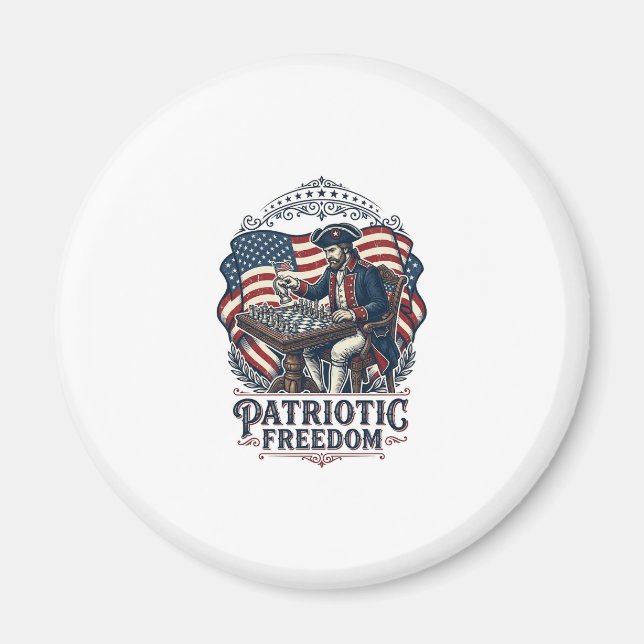 Íman Patriotic Chess Player Vector Graphic Tee (Frente)