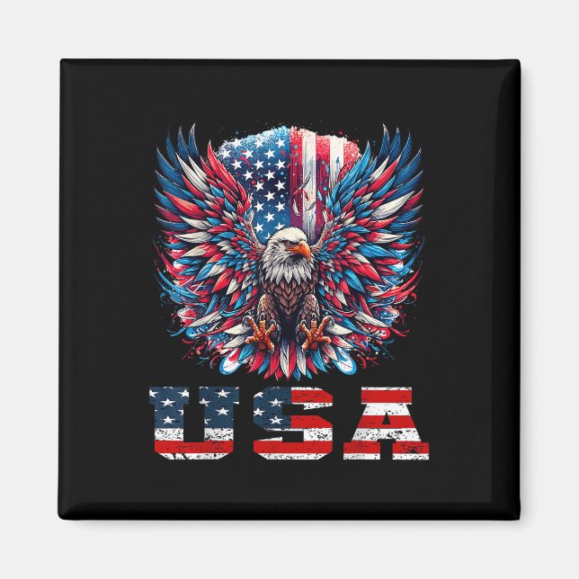 Íman Patriotic Eagle Usa Flag Design Graphic (Frente)