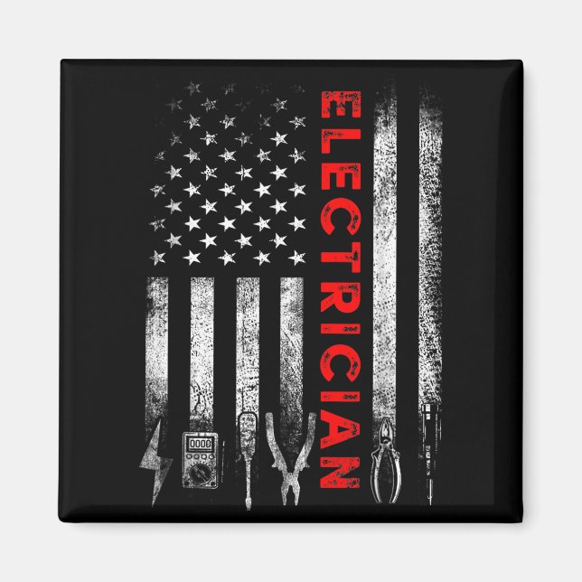 Íman Patriotic Electrician American Flag Fathers Day  (Frente)