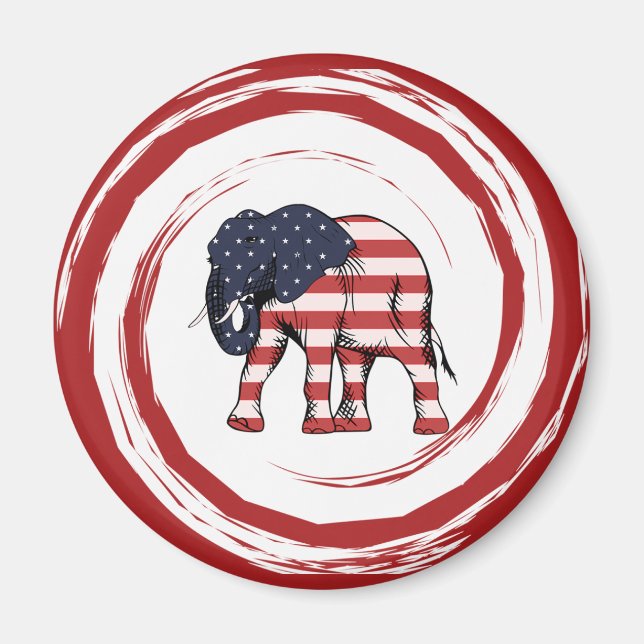Íman Patriotic Red White Blue Elephant (Frente)