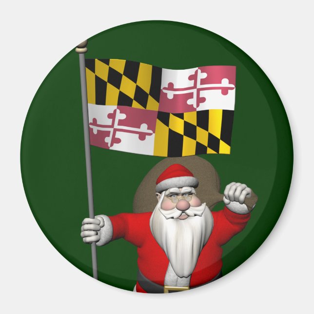 Íman Patriotic Santa Claus Visita Maryland (Frente)