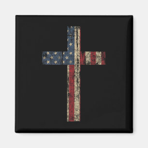 Íman Patriótica Cross - American Flag Faith Us Independ