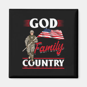 Íman Patriótico Americano Bandeira da Família Deus País