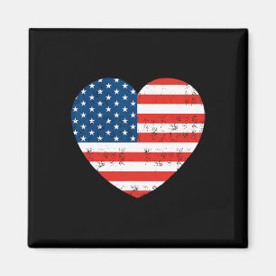 Íman Patriótico Americano Flag Heart 4 de julho dos EUA
