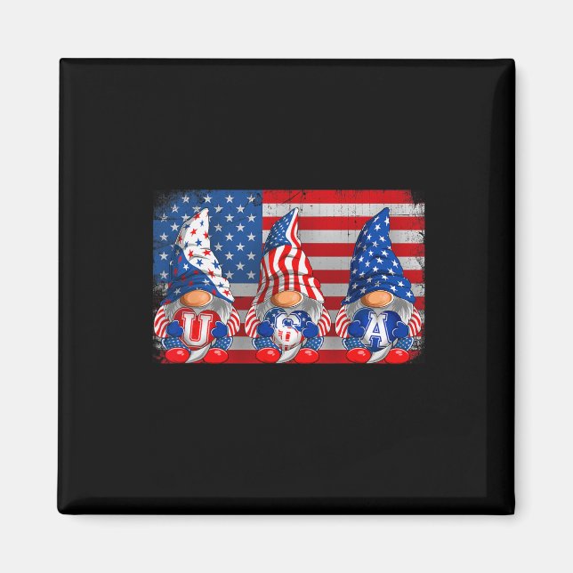 Íman Patriótico Americano Gnomos Usa Independência Dia  (Frente)