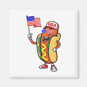 Íman Patriótico Cão Quente Bandeira Americana Usa Engra