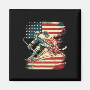 Íman Patriótico dos EUA do Hockey American Flag