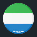 Íman Patriótico encantador da Serra Leoa<br><div class="desc">O Patriótico Magnet da Serra Leoa, encantador da Serra Leoa, com a bandeira da Serra Leoa, foi exibido por todo o ímã. O nome do país é sutilmente integrado no design na parte inferior. O texto é totalmente personalizável usando o recurso "Personalizar!". Este belo Magnet de Serra Leoa é o...</div>