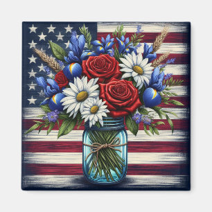 Íman Patriótico, floral Americano angustiado