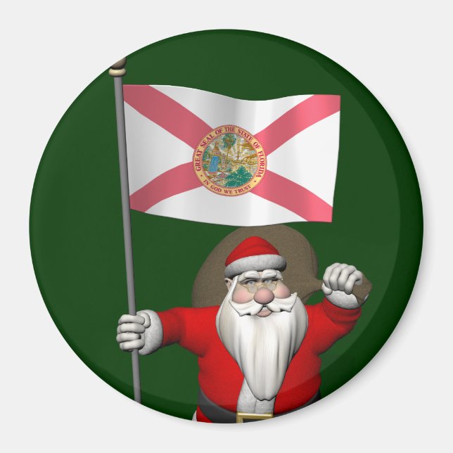 Íman Patriótico Papai Noel Visitando a Flórida (Frente)