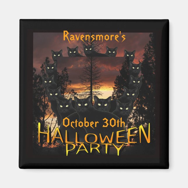 Íman Patrulha Negra Gatos Festa de Halloween (Frente)