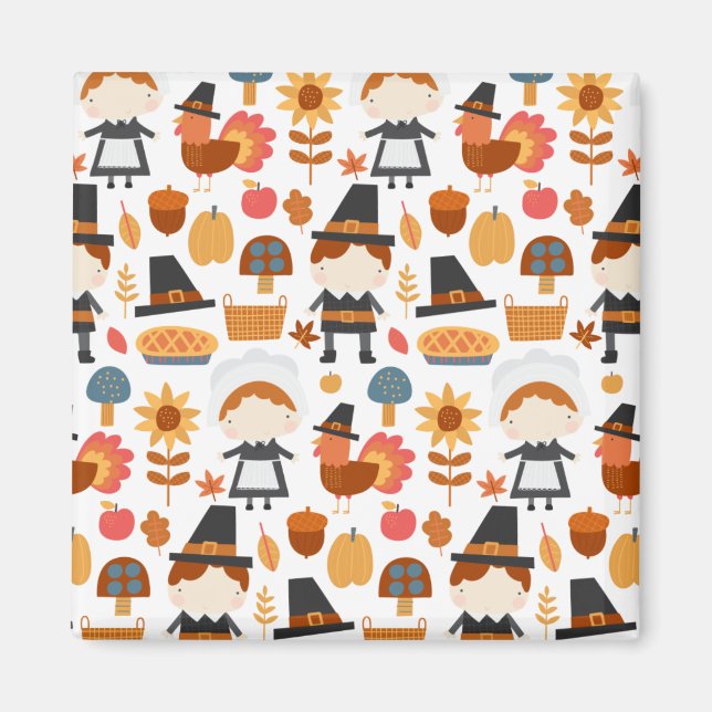 Íman Patterno de Colheita de Peregrinos de Ação de Graç (Frente)