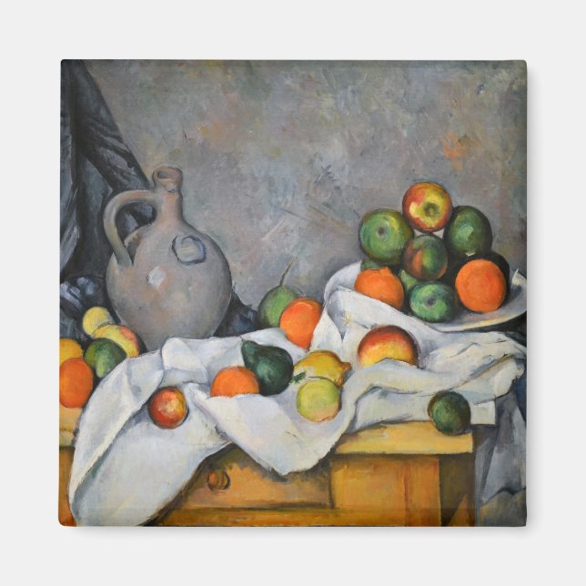 Íman Paul Cezanne - Cortina, Jug e Fruta Bowl (Frente)