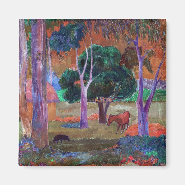 Íman Paul Gauguin - Paisagem com um Porco e um Cavalo (Frente)