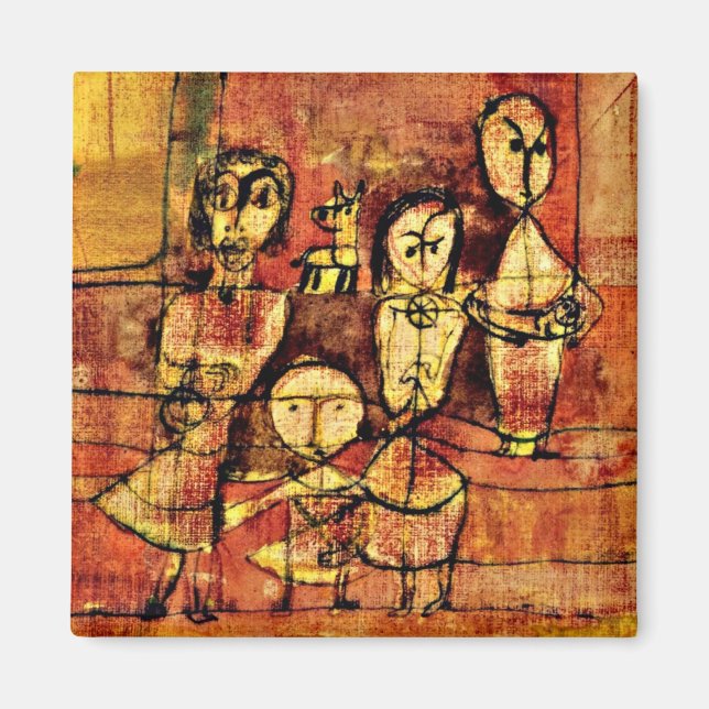 Íman Paul Klee Art: Crianças e Cachorros (Frente)