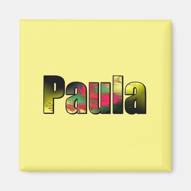 Íman Paula Square Magnet em amarelo (Frente)